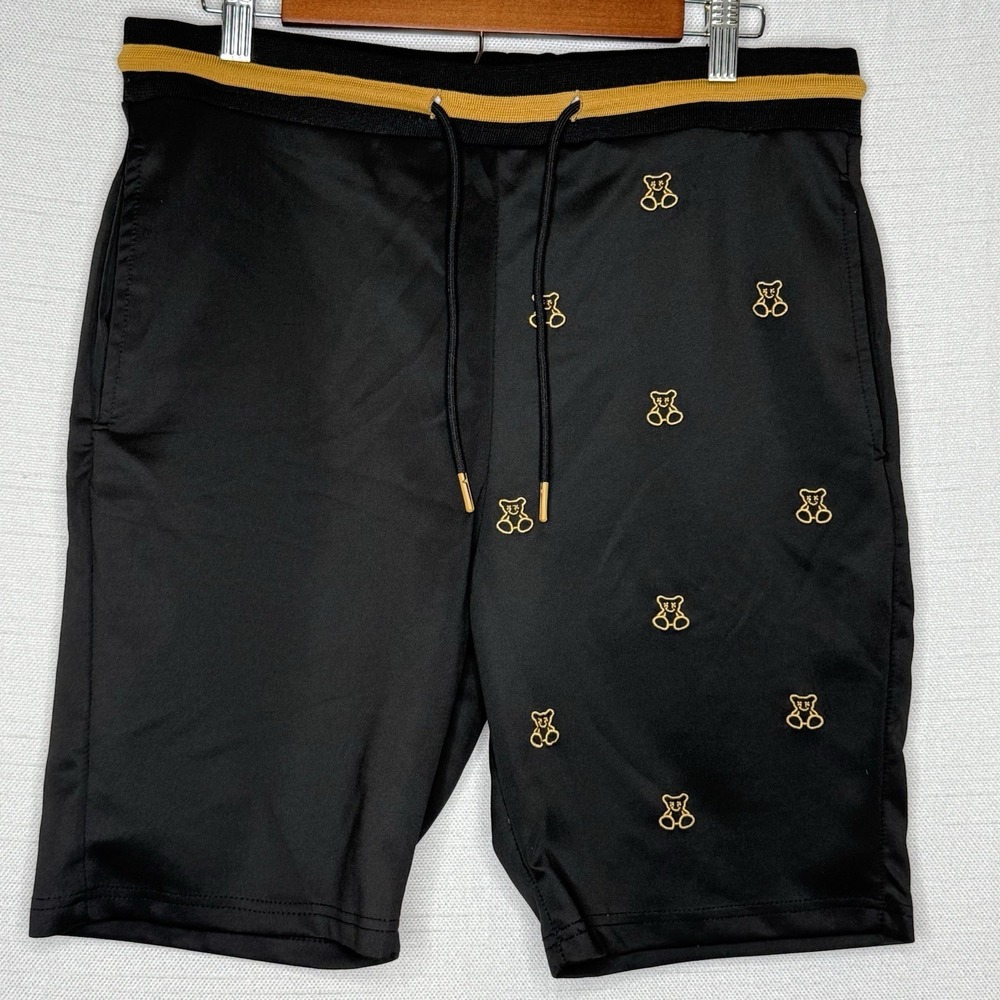 Blue Gear‎ Athletic Streetwear Shorts Men's Large Black Gold Teddy Bears Skater